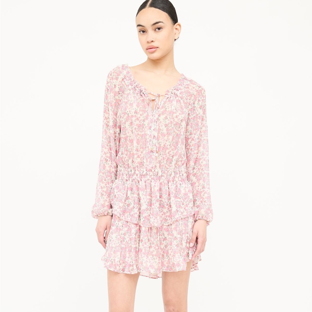 LoveShackFancy Floral Silk Drawstring Dress